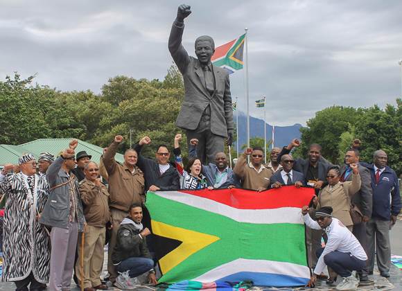 Happiness at the Mandela statute at Drakenstein Management Area Happiness at the Mandela statute at Drakenstein Management Area